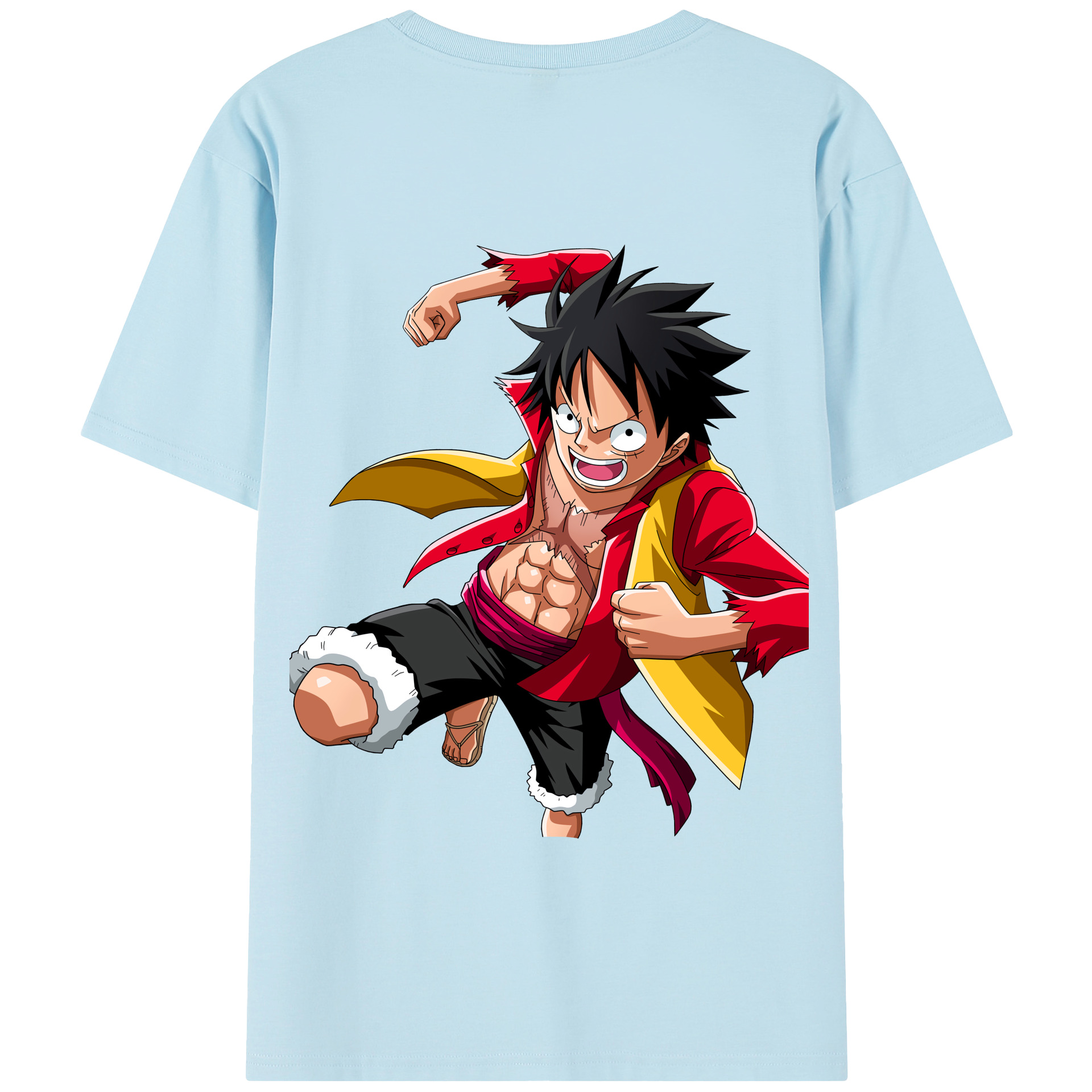 ワンピース モンキー・D・ルフィ ONE PIECE Monkey D. Luffy 綿100％半袖Tシャツ（背面プリント）